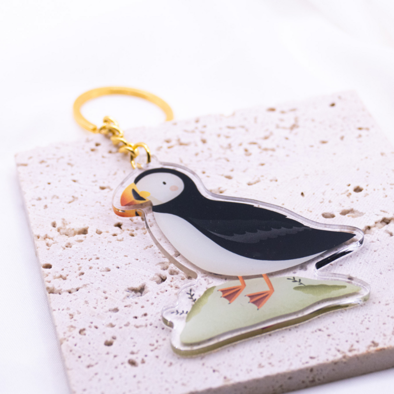 Keychain Puffin Island made of acrylic - gift travel key ring puffin