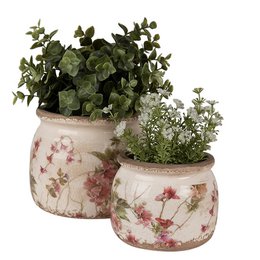 Flowerpot Ø 16x13 cm Beige pink ceramic flower flowerpot inside