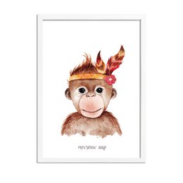 Mevrouw Aap - Kinderkamer poster - Babykamer poster - Wanddecoratie