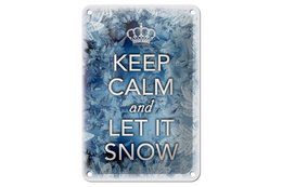 Tin sign saying 12x18cm Keep Calm and let is snow decoration