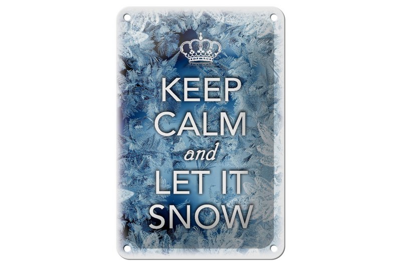 Tin sign saying 12x18cm Keep Calm and let is snow decoration