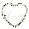 Kralenhart 17x17cm, belettering "Love", groen/wit