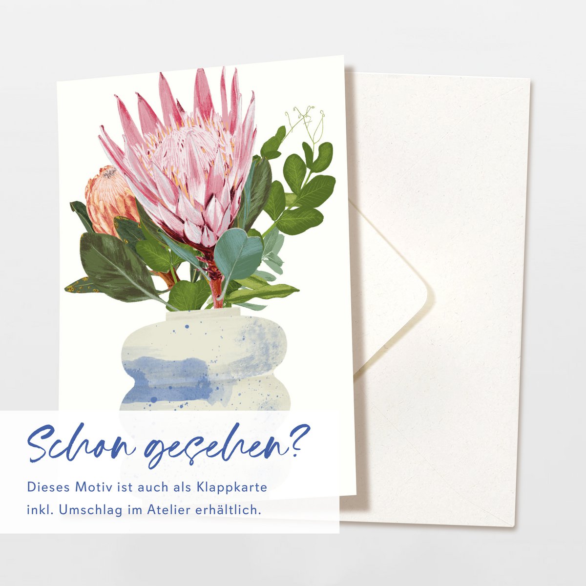 Postcard bubble vase with bouquet of flowers
