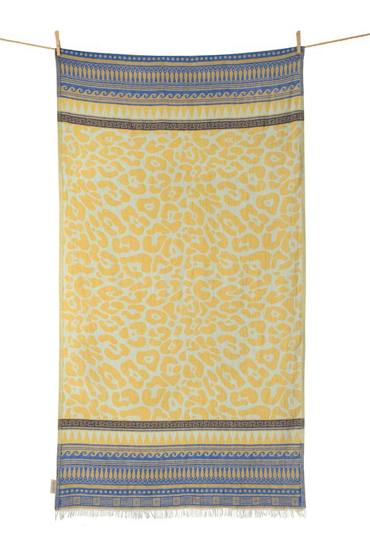 BEACH TOWEL KASTRAKI MINT & MUSTARD & P.BLUE