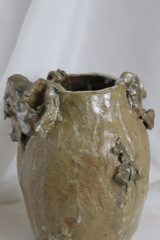 Vase en céramique vert rustique unique fait à la main
