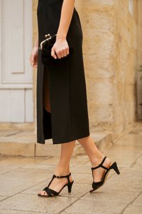 Handmade Suede sandal (6 cm) - Josephine - Black 35-42