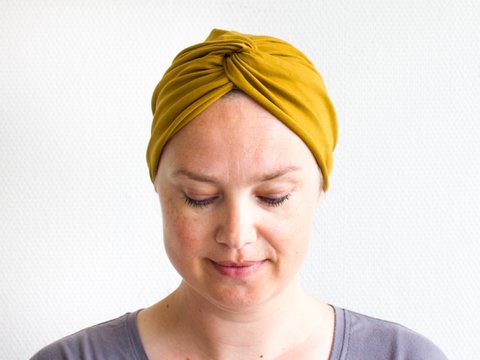 Organic Olive Turban Hat, Single Layered Turban Cap