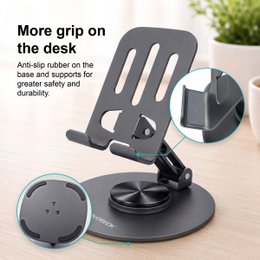 NOVOTECK Z-093 Soporte Giratorio Plegable para Teléfono – Soporte Metálico Ajustable 360° para Smartphones y Tabletas