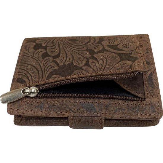 Miniwallet Pass Holder Flower Print Light Brown