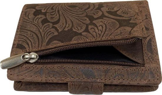 Miniwallet Pass Holder Flower Print Light Brown
