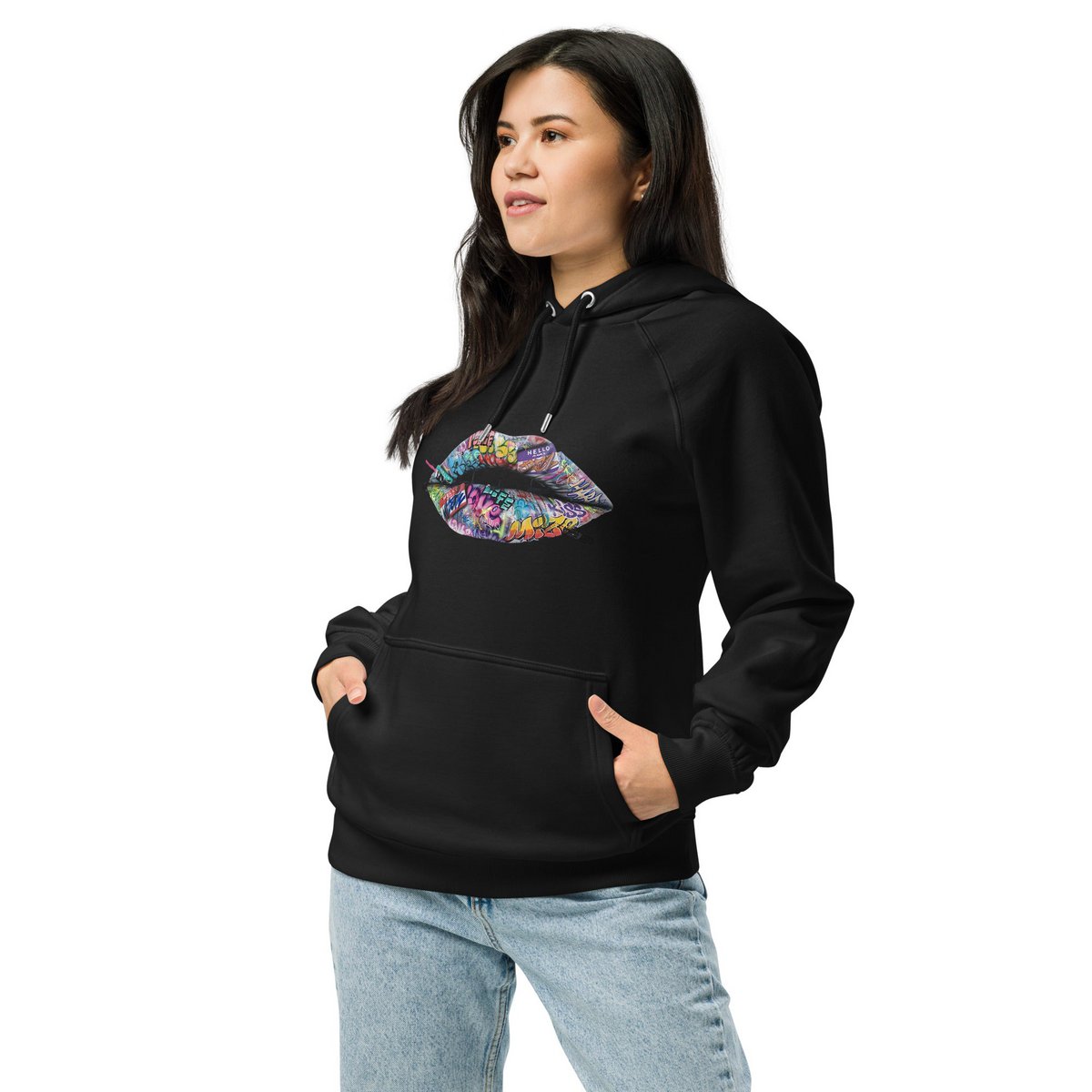 Lipstickjungle unisex økologisk raglan hættetrøje