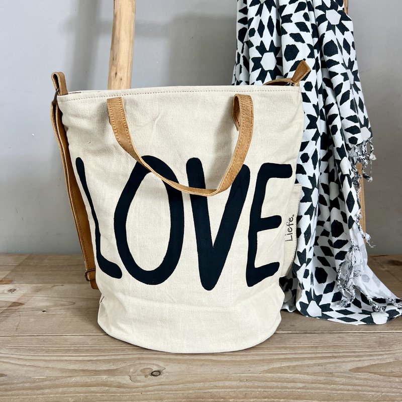 BucketBag LOVE  (vintage light canvas) NEW