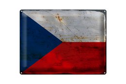 Tin Sign Flag Czech Republic 40x30cm Czech Republic Rust