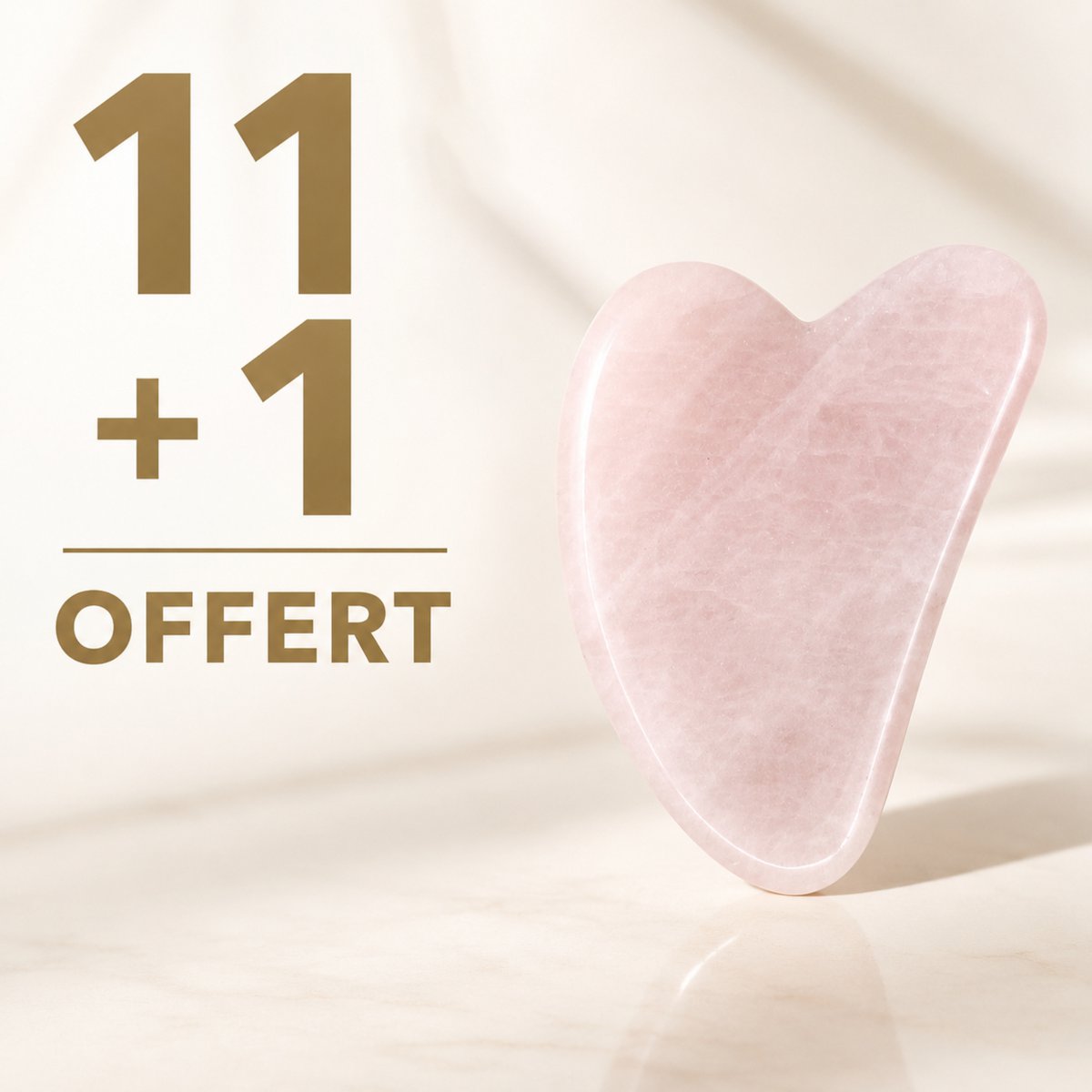 Lot de 11 + 1 Gratuit - Gua Sha en Quartz Rose avec Housse