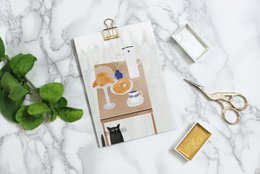 postcard 'koffie en croissants'