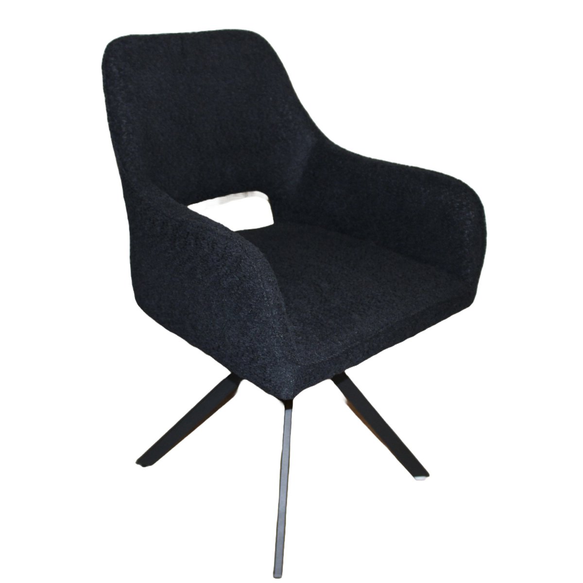Spisestuestol Nova 360 grader drejelig Chenille Sort