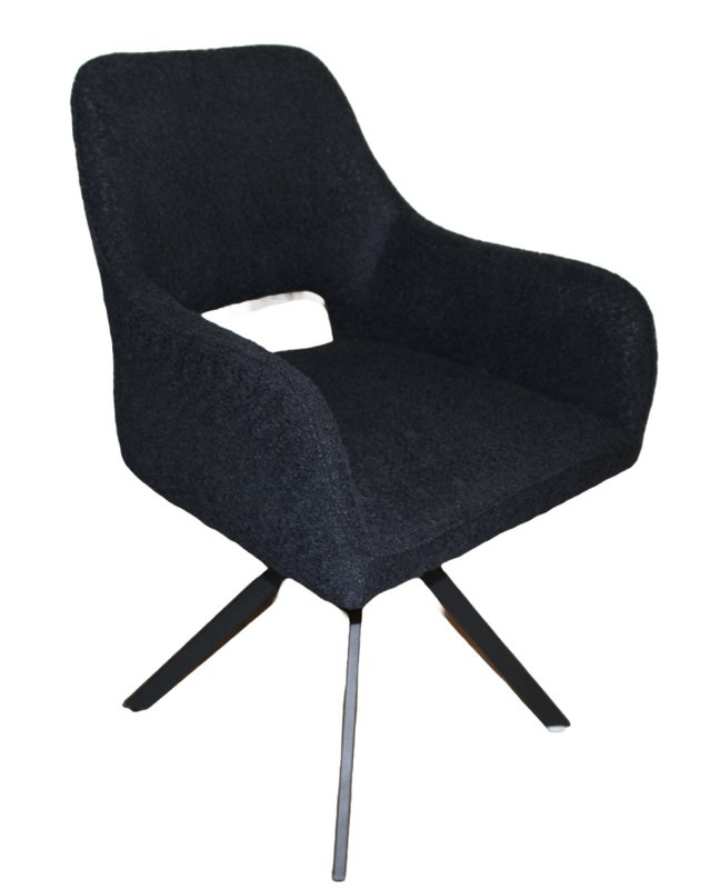Silla de comedor Nova giratoria de 360 ​​grados de chenilla negra