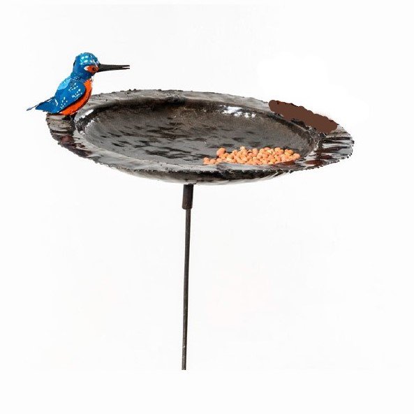 METALEN CL KINGFISHER PLAAT VOGELVEEDER OP STICK