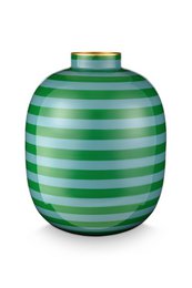Vase Metal Stripes Green 32cm