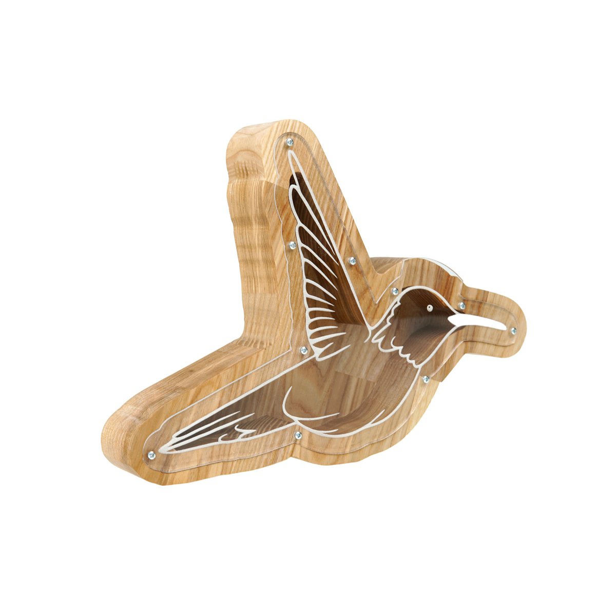 Wooden Piggy Bank Hummingbird