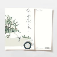 Wedding card 'for the wedding' with a sweet car and eucalyptus