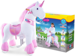 Ponycycle Ride su Toy Pink Unicorn | Età 4-7 | Peluche giocattolo da giro per animali | Classic U migliori regali