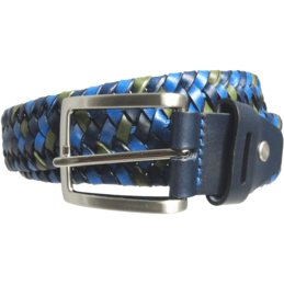 34 mm Tri-Color Elastic Weave Bælte Blå