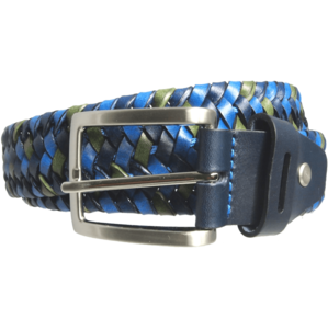 34 mm Tri-Color Elastic Weave Belt Blue