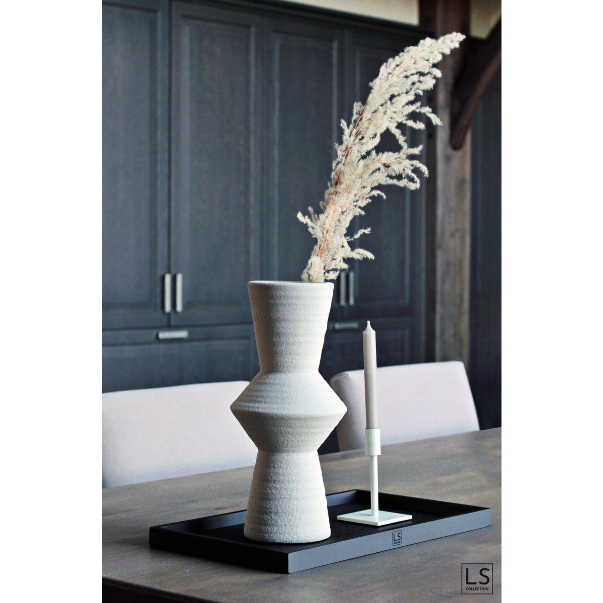 LS Collection® - Rectángulo 50x30cm - Bandeja - Bandeja para velas - Bandeja para velas - Tabla para servir - Bandeja de madera - Bandeja de madera - Meseta - Decoración - Accesorios para el hogar - Negro Mate