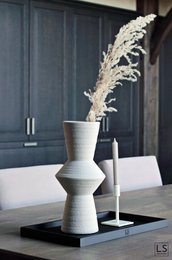 LS Collection® - Rektangel 50x30cm - Bakke - Lysbakke - Lysbakke - Serveringsbræt - Træbakke - Træbakke - Plateau - Dekoration - Boligtilbehør - Mat Sort