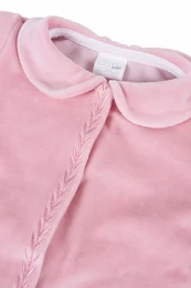 Baby velour sovedragt i Pink med krave, pige