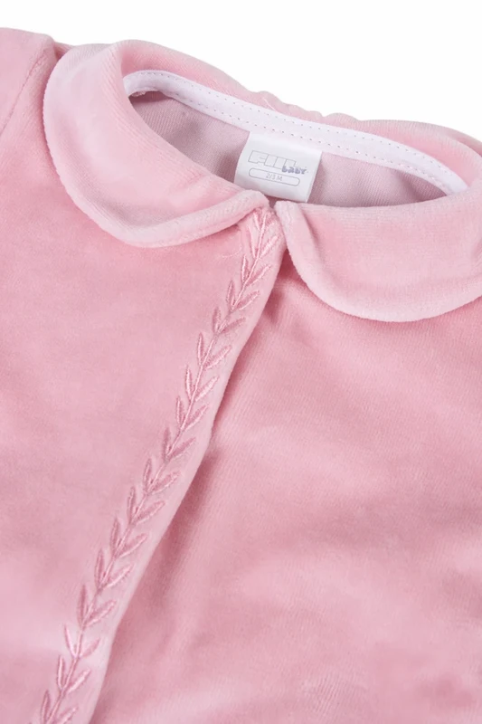 Baby velour sovedragt i Pink med krave, pige