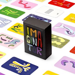 The Imaginator game is a creative and imaginative card game that encourages players to use their creativity to come up with unique ideas. The game includes a deck of cards with various abstract shapes and designs that can be combined in different ways to spark the imagination. Players can use the cards to create stories, invent new creatures or objects, or simply explore their own creativity.