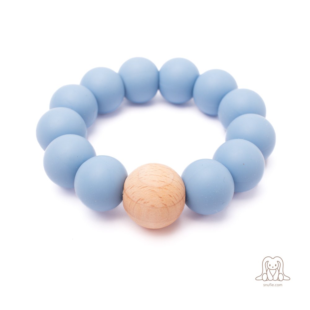 Anneau de dentition en silicone pour bébé | PERLES Bleu bébé
