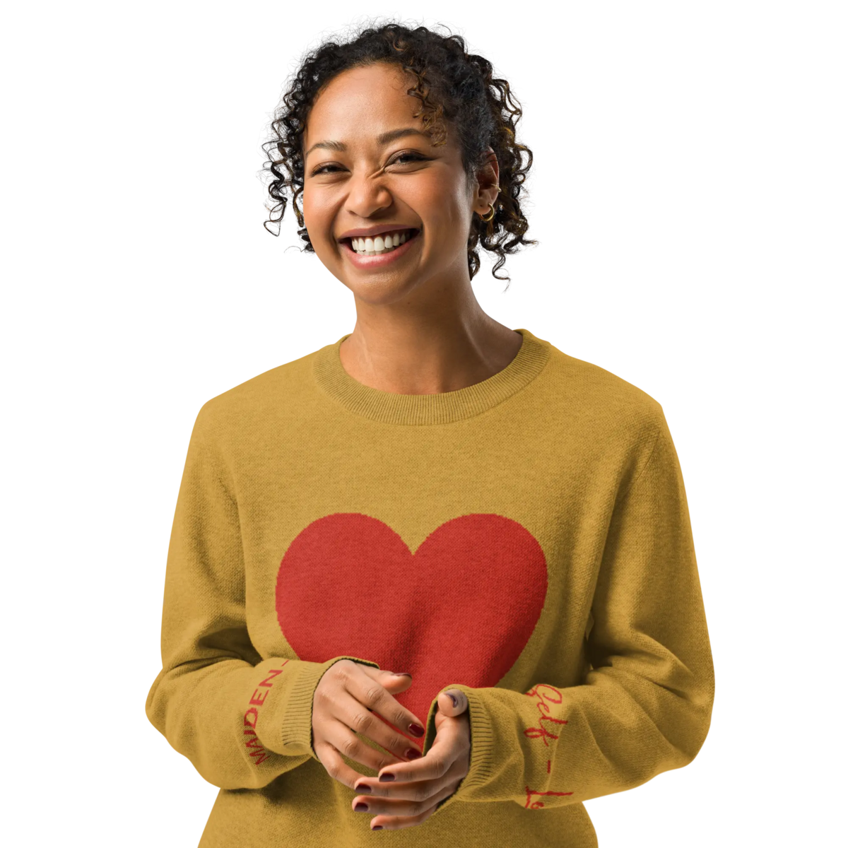 Hjerte - Strikket sweater med rund hals MUSARD