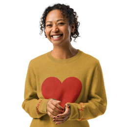 Hjerte - Strikket sweater med rund hals MUSARD