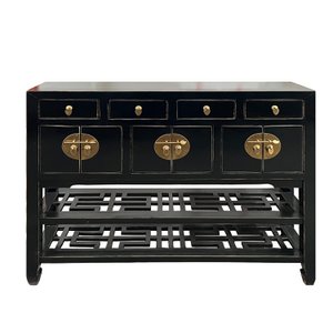 Console "Dynasty", zwart, hout, 102x25x91 cm