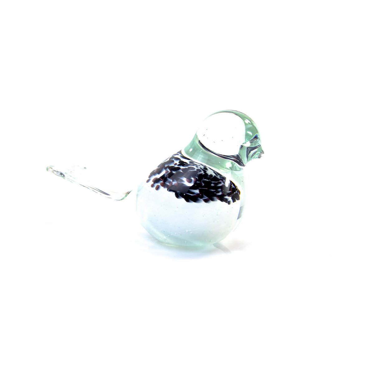 Witte Vogel van Glas - zwart gespikkeld - ø 12 cm - Handgemaakt