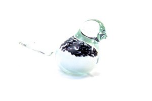 Weißer Glasvogel - schwarz gesprenkelt - ø 12 cm - Handgefertigt