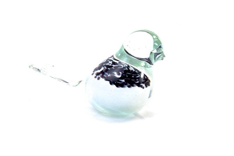 Witte Vogel van Glas - zwart gespikkeld - ø 12 cm - Handgemaakt