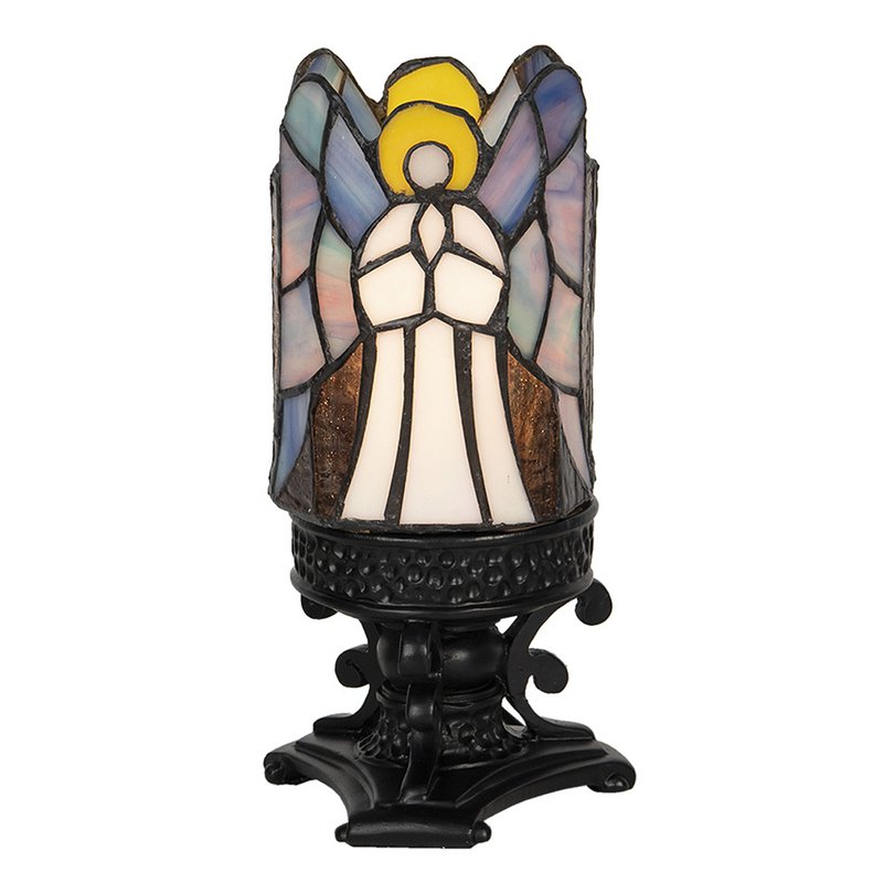 Tiffany Tafellamp Engel Ø 13x25 cm Grijs Glas Tiffany Bureaulamp