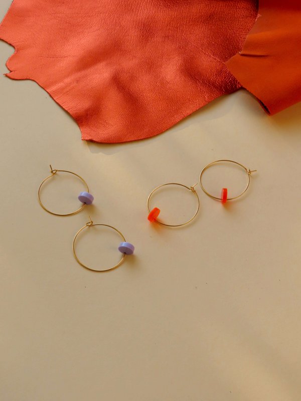 Lilac Dots Hoops made of stainless steel