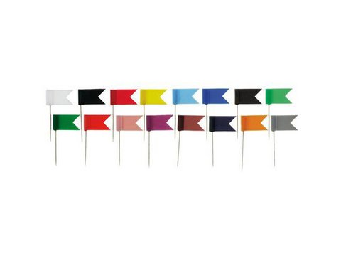 Markeervlaggetjes Alco assorti plastic doosje a 20st. 35mm lang en vlaggetje 18x10mm