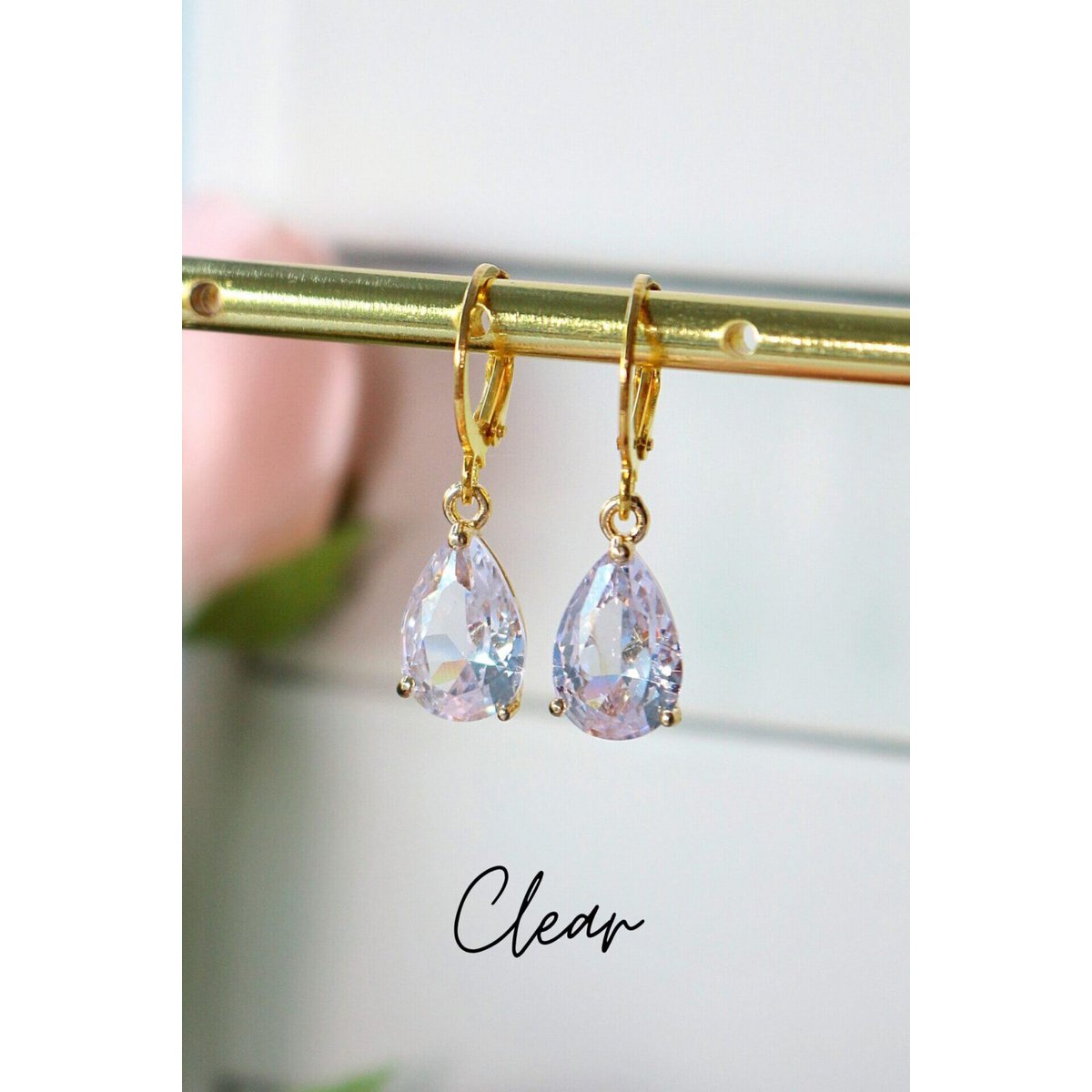 18K Rainbow Teardrop Hoops
