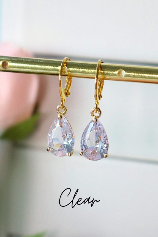 18K Rainbow Teardrop Hoops