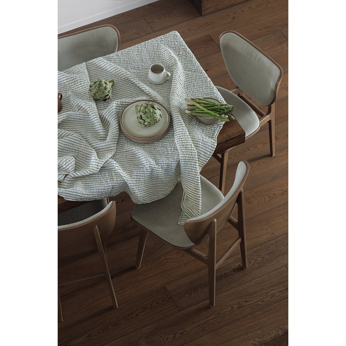 100% Linnen Tafelkleed (250x145 cm) Groene strepen