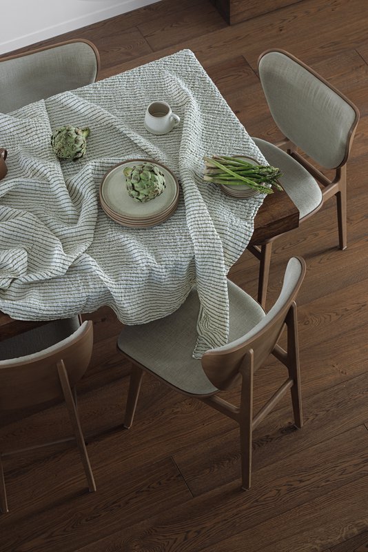 100% hør dug (250x145 cm) Grønne striber