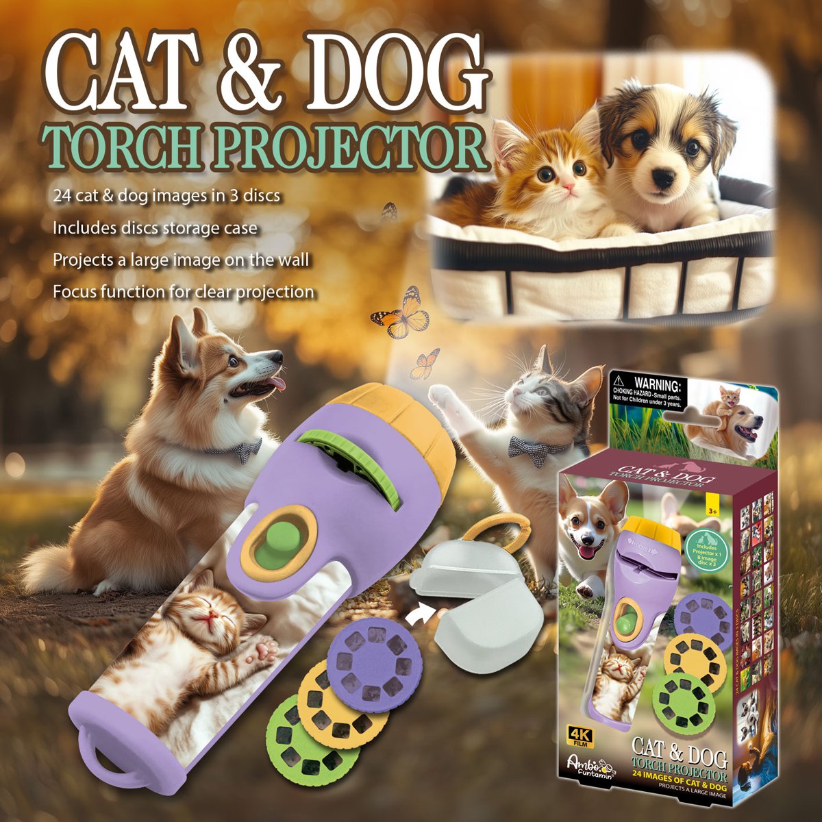 Torch Projector Light - Cats and Dogs