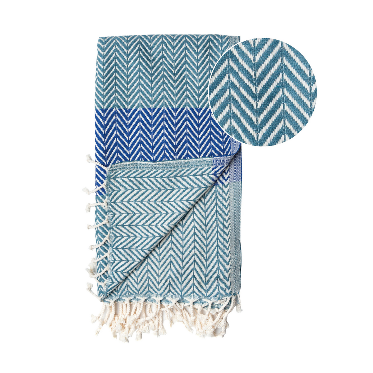 Asciugamano sauna hammam in cotone ZAYA - Asciugatura rapida e leggero - Verde / Blu - 180x100 cm