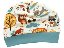 Bonnet bébé unisexe animaux de la forêt Cosy Forest, bleu fumé